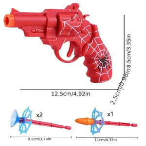Pistola de Juguete de Plástico con Lanzador de Balas Suaves para Niños, Pistola Revólver de Héroe Araña con Ventosa, Regalo para Niños - Product Image 3