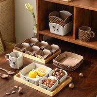 Assiettes en céramique, plats à collation et tasses à café à motifs de chiots de dessin animé rétro et de forêt de Louis, vaisselle quotidienne pour la maison