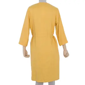 XingNuo Factory Custom Casual Elegant Flower Digital Printing Garment Dyed Women Smart Casual Dresses Linen Dress