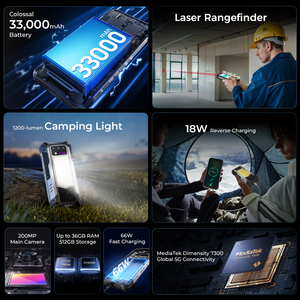 Oukitel WP100 gồ ghề điện thoại thông minh 5G Android 14 Rangefinder chức năng cắm trại ánh sáng 12 + 512GB 33000mAh 200mp NFC toàn cầu mở khóa WP100 - Product Image 2