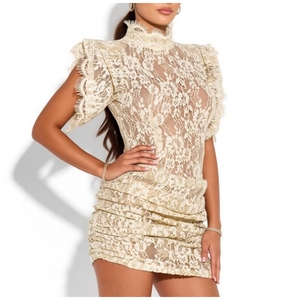 เดรสสั้นรัดรูปคอสูงแต่งระบายลูกไม้สำหรับผู้หญิง แฟชั่น Sehe - Product Image 6