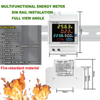 Monitor AC Din Rail 40-300v 63A Pengukur Tegangan Arus Faktor Daya KWH Aktif Pengukur Energi Listrik Pengukur Frekuensi Meter Energi Rumah