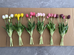 Tocco reale tulipani fiore artificiale <span class=keywords><strong>di</strong></span> alta qualità in lattice tulipano mazzi <span class=keywords><strong>di</strong></span> veri <span class=keywords><strong>fiori</strong></span> <span class=keywords><strong>di</strong></span> tocco per la decorazione domestica - Product Image 6