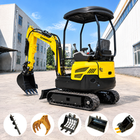 Excavator Mini Crawler Kompak 1,6 Ton, Bucket 0,03 M3, Mesin Koop 7600W, Kedalaman Penggalian 1800mm, Cocok untuk Pertanian dan Pembuatan Parit