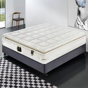 High quality hotel apartment furniture sleepwell good knit cover twin size cheap latex 5 zone pocket spring mattress