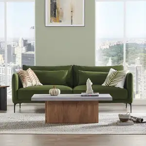 Soggiorno moderno dichiarazione divano in velluto verde oliva Set divano in tessuto di velluto di alta qualità