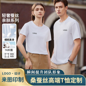 Camiseta de Cuello Redondo de Seda de Morera, 40 Hilos, 200G, Antibacteriana, Personalizable, Uniforme de Grupo, Camisa Cultural, Ropa de Trabajo, Manga Corta - Product Image 5