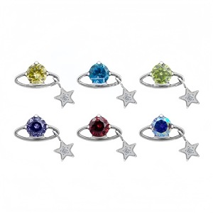 <b>Titanium</b> Alloy Planet Trajectory Earrings With Zircon Star Pendant Lip <b>Studs</b> Ear Cartilage <b>Studs</b> Sparkly Piercing Jewelry - Product Image 1