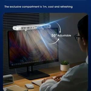 Kipas angin gantung komputer Laptop USB, layar kipas angin klik vertikal Desktop isi ulang daya, kipas ventilasi layar tanpa daun kecil senyap - Product Image 6