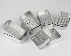 Jabonera Cuadrada <span class=keywords><strong>de</strong></span> Aluminio Estilo Japonés, Jabonera <span class=keywords><strong>de</strong></span> Tres Niveles con Drenaje, Jabonera Portátil para el Hogar y Viajes con Tapa - Product Image 3