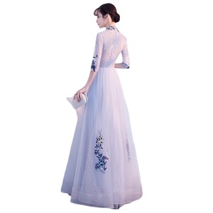 Elegant Evening Gown V-Neck A-Line Chiffon Floral Print Long Dress For Banquet Coming Of Age Ceremony Performance Hostess - Product Image 5