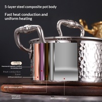 Marmite de cuisson en acier inoxydable 304 à 3 couches, motif martelé, petite, pour cuisine domestique et restaurant