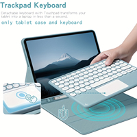 Casing Keyboard Tablet Lepas Pasang dengan Lampu Latar 7 Warna, Penyangga Folio Magnetik untuk iPad 10.2 Inci, Fitur Auto Sleep Wake