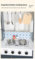 Ensemble de jouets de simulation de cuisine en bois pour petit chef, jeu d'imitation, cuisinière verte et bleue, pour les enfants de 2 à 13 ans