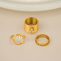 NOUVEAU Ensemble de bagues gourd épaisses style bohème, mini zircon, design unique inspiré de la mer Égée, Dazan, en acier inoxydable plaqué or PVD 18 carats, anti-ternissement, bijoux pour femme
