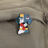 Broche en émail en alliage, motif ours géométrique abstrait, colorée, style artistique, badge de revers, bijou, cadeau, vente en gros