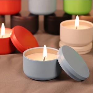 Custom Print Seamless Scented Metal Candle Tin Box Metal Tin Container for Tea Candle Pack round scented candle tins container