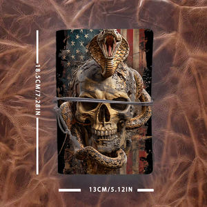 Cuaderno A6 con decoración de hojas, regalo de Cyber Monday para equipos creativos, diseñadores/<span class=keywords><strong>escritores</strong></span> con estampado de bandera americana Skull Cobra - Product Image 4