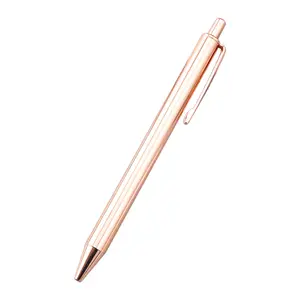 Gold plated push ball point pen metal oil pen student office supplies silver gift click pen engraved logo