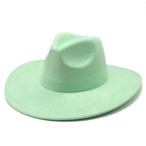 인기 판매 폴리에스터 비건 스웨이드 페도라 모자, 패션 남녀공용 행사용 와이드 브림 스웨이드 페도라 - Product Image 5