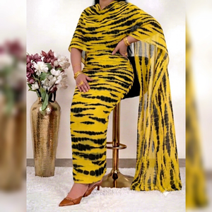 Tissu en mousseline tie-dye soudanais 100 % polyester, léger et transparent, pour vêtements féminins et sari - Product Image 1