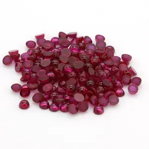 Super Star Heat Proof Necklace Jewelry Jewelry Making Ruby Cabochons Top Quality Deep Red Color 100% Natural Round Shape Loose