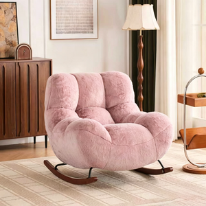 <span class=keywords><strong>Fauteuil</strong></span> <span class=keywords><strong>à</strong></span> <span class=keywords><strong>bascule</strong></span> mobile de style nordique crème pour la maison, léger, pour adulte, idéal pour balcon et salon - Product Image 3