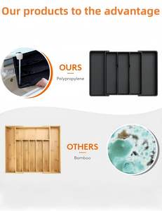 Organisateur de tiroir en plastique carré classique, idéal pour ustensiles, couverts et argenterie, support de rangement ajustable – Vente en gros à chaud - Product Image 5