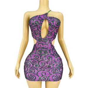 Costume da ballo Xinjiang sexy con strass scintillanti e design speciale, senza schienale, con bretelle, per cantanti, feste, club e spettacoli femminili - Product Image 6