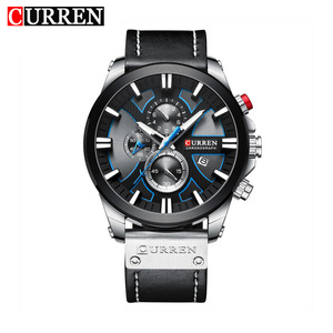 Reloj Deportivo de Lujo para Hombre CURREN 8346, Correa de Cuero, Resistente al Agua, Cuarzo, Caja de Aleación de 45 mm, Diseño Simple de Dibujos Animados, Edición Limitada - Product Image 1