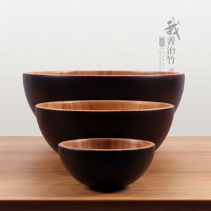 Natural Bamboo Bowls Set Solid Color JZW 09 For Salad Fruit Storage Japanese Style - Product Image 3