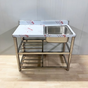 Lavello da <span class=keywords><strong>cucina</strong></span> in acciaio inossidabile rimovibile con alzatina e scolapiatti incorporati per uso interno esterno - Product Image 5