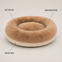 Coussin apaisant pour chien en tissu moelleux avec rebord surélevé pour animaux anxieux (chats et chiens), lavable, accessoire pour animaux de compagnie