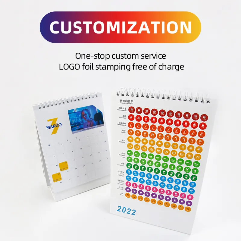 Neues Produkt Großhandel Monatliche Wandkalender Benutzer definierte Cmyk Voll farben 365 Tage Schreibtisch Advents kalender Tisch druck kalender