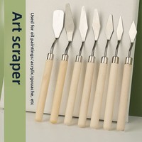Couteau à palette Source Spot 7-Log avec manche en bois, outil d'art essentiel pour la peinture à l'huile, le modelage de l'argile, grattoir en acier, fournitures d'art