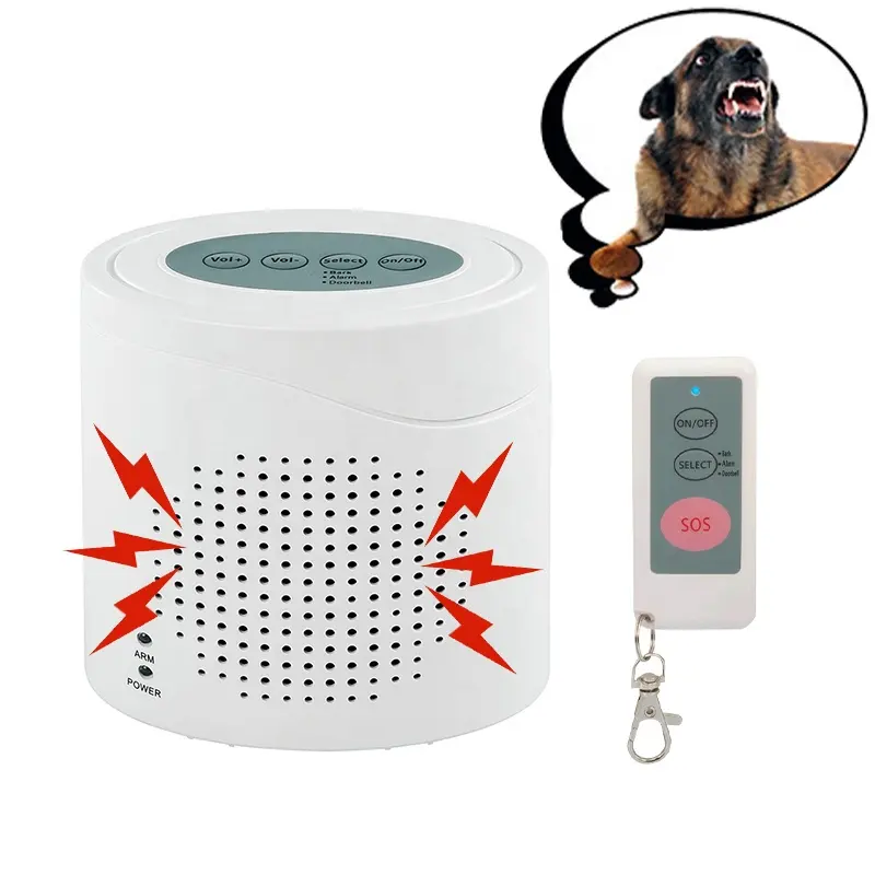 ワイヤレス吠える犬の警報レーダーセンサーリモートコントローラーホームセキュリティアラーム電気犬SOSパニックアラームで給餌なし