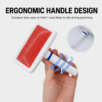 Brosse de toilettage professionnelle pour chiens et chats, auto-nettoyante, en acier inoxydable, avec peigne à aiguilles en plastique à coussin d'air, pour enlever les poils d'animaux