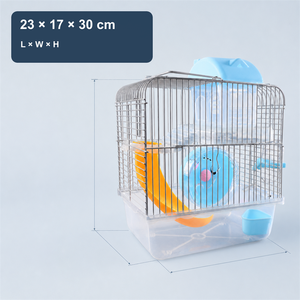 Cage à hamster double couche légère et portable, petite villa pour animaux de compagnie, cage en fil métallique avec base en plastique, roues, bouteille d'eau et glissière, toutes saisons - Product Image 5