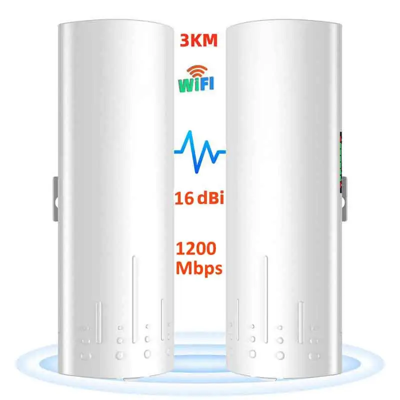 2-Pack PTP/PTMP 1200Mbps açık CPE WiFi köprü takımı noktası kablosuz erişim noktası 5G İnternet köprü 3KM şanzıman