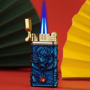 2024 Venta al por mayor Dragon encendedor de <span class=keywords><strong>gas</strong></span> butano doble llama azul encendedor a prueba de viento - Product Image 6