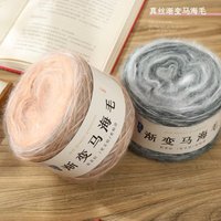 Fil à tricoter fantaisie en mohair teint en segments, écologique, 100g, en rouleau, anti-bactérien, pour tricot et tissage à la main