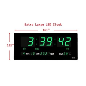 14.1 Inch Oversized LED Digital <b>Wall</b> <b>Clock</b>/Calendar <b>Large</b> Display with Indoor Temperature Date and Day of Week - Product Image 2