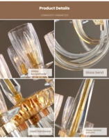 JYLIGHTING Lustre suspendu en cristal, design Torchière, avec tige en forme de tulipe, pour projets hôteliers et villas (modèle Belmond)