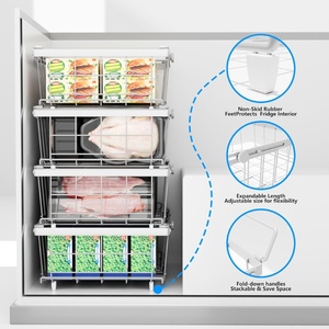 Lot de 2 paniers de rangement empilables et extensibles (30-45 cm) avec poignée pliable, bacs organisateurs pour congélateur et réfrigérateur de plus de 140 litres - Product Image 4