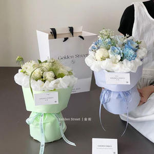 กระดาษห่อดอกไม้ลายดอกไม้แบบซาตินมุก เนื้อฟิล์ม<span class=keywords><strong>ไหม</strong></span>คุณภาพสูง กันน้ำ สำหรับห่อช่อดอกไม้ วัสดุห่อช่อดอกไม้ - Product Image 4