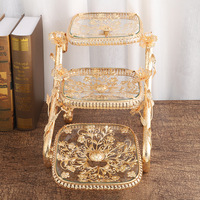 Support à gâteaux à 3 niveaux et plateau de service pour thé Assiette en verre pour serpents aux fruits avec support en fer Plats et assiettes pour la décoration de fête