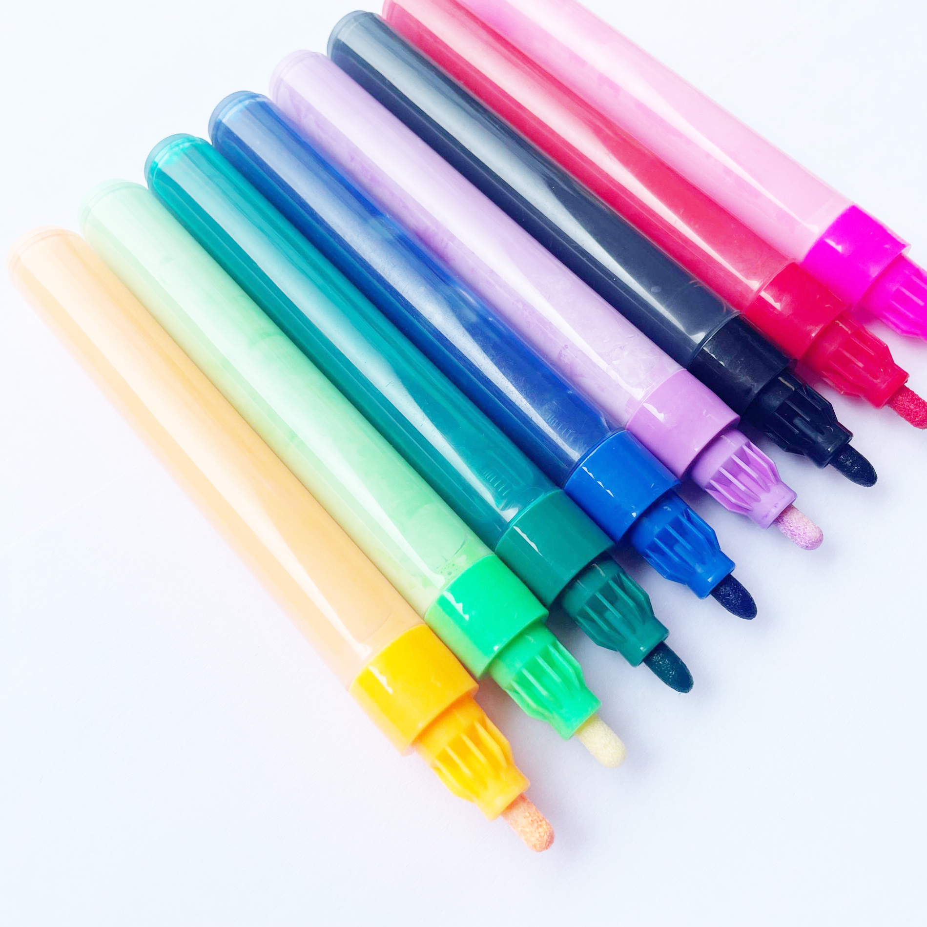 Стираемые неоновые цвета, золотые, серебряные жидкие маркеры с двусторонним цилиндрическим долотом, Увеличенная емкость чернил