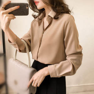 Chemises en <span class=keywords><strong>Soie</strong></span> Femme, Chemise Blanche Femme, Chemises à Manches Longues, Blouse de Bureau en <span class=keywords><strong>Soie</strong></span> Satinée, Hauts Grande Taille - Product Image 5