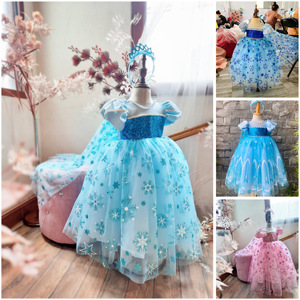 Cartoon <strong>Elsa</strong> Princess Dress High Quality OEM ODM Baby Girl Party <strong>Clothes</strong> From Vietnam with Long Dress Cape for Autumn Seasons - Product Image 3