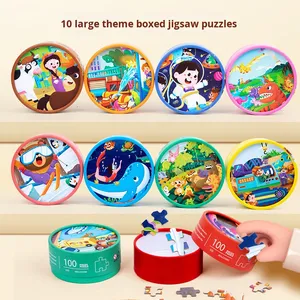 100-Piece Puzzle Kayu Murah Edukatif Anak Bentuk Hewan Dinosaurus Kartun Mainan Edukasi Dini Kotak Hadiah untuk Anak-anak TK - Product Image 2